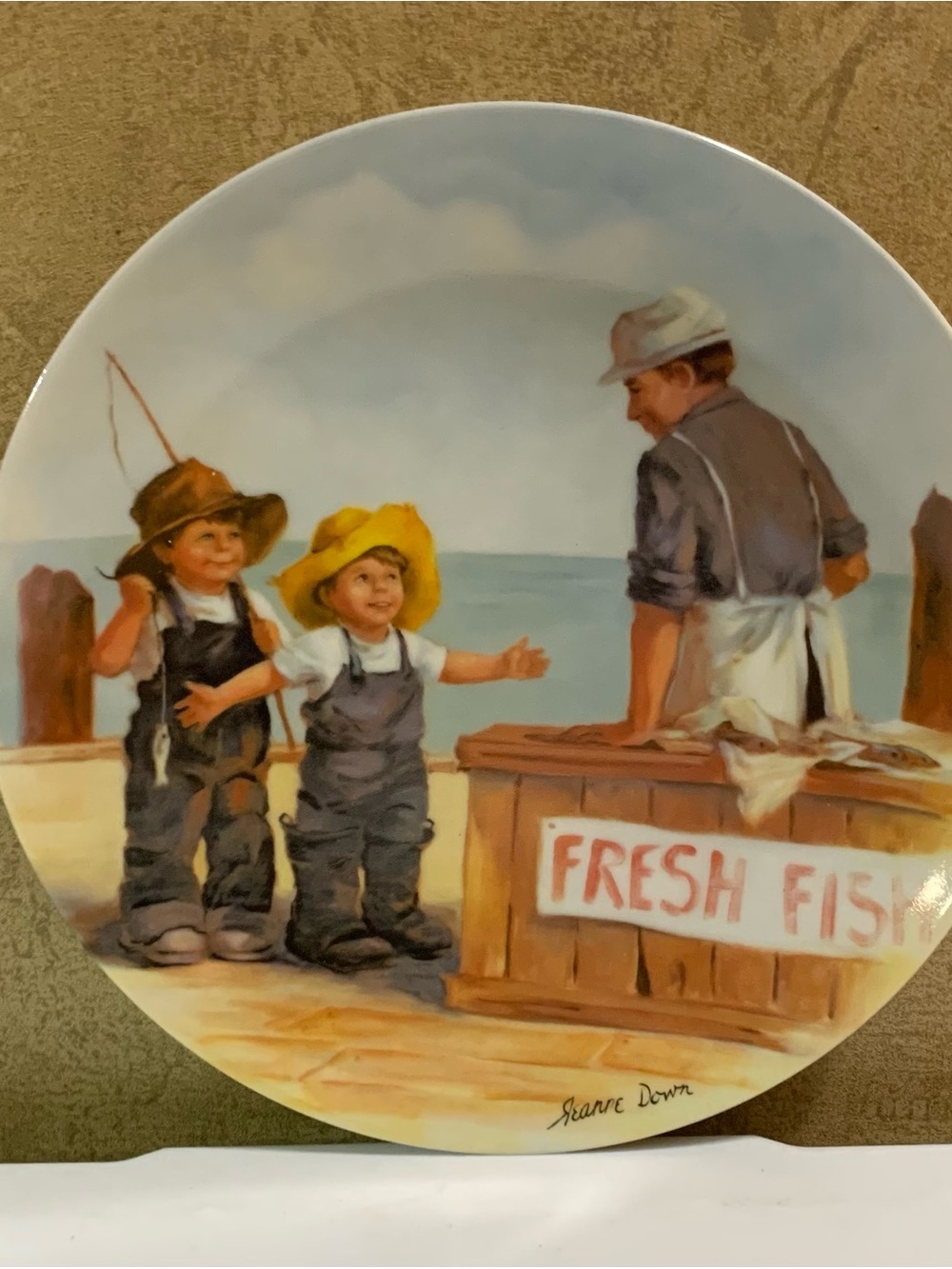 Knowles China Jeanne Down Plate Fish Story NEW in Box